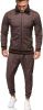 Men's 2 Pieces Tracksuits Jacket and Pants Casual Full Zip Running Jogging Athletic Plaid Sports Sweatsuits - S - Coffee