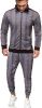 Men's 2 Pieces Tracksuits Jacket and Pants Casual Full Zip Running Jogging Athletic Plaid Sports Sweatsuits - L - Dark grey