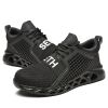 Men Women Spring Summer Autumn Winter Safety Shoe Work Light Weight Steel Toe Mesh Breathable Flying Weave Anti-piercing Protect - Black - 43