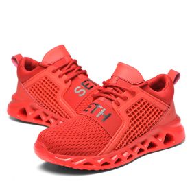 Men Women Spring Summer Autumn Winter Safety Shoe Work Light Weight Steel Toe Mesh Breathable Flying Weave Anti-piercing Protect - Red - 39