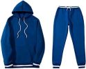 Mens 2 Piece Tracksuit Running Jogging Hoodie Pants Sets Loose Hooded Plus Velvet and Thick Sport Suit - M - Blue