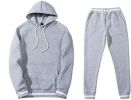 Mens 2 Piece Tracksuit Running Jogging Hoodie Pants Sets Loose Hooded Plus Velvet and Thick Sport Suit - S - light grey