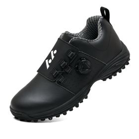 New Waterproof Golf Shoes Luxury Golf Sneakers Outdoor Comfortable Athletic Sneakers Light Weight Walking Shoes for Golfers - Black - 43