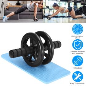 Ab Roller Wheel Fitness Exercise Wheel Roller w/ Knee Pad for Abs Workout Core Strength Exercise Home Gym - Black