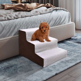 Doggy Steps for Dogs and Cats Used as Dog Ladder for Tall Couch, Bed, Chair or Car - brown and white