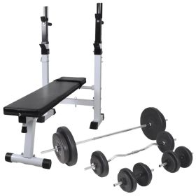 vidaXL Workout Bench with Weight Rack; Barbell and Dumbbell Set198.4 lb - Black