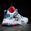 Basketball shoes men's sports shoes high-top basketball sneakers track and field men and women couple shoes 35-45 yards - white blue - 44