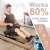 Water Rowing Machine Indoor Wooden Exercise Equipment Home Gym with LCD Monitor - Yellow