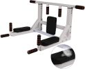 Wall Mounted Pull Up Bar Multi-Grip Dip Bar Multifunctional Power Tower Exercise Equipment Home Gym - KM3576