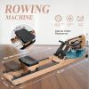 Water Rowing Machine Indoor Wooden Exercise Equipment Home Gym with LCD Monitor - Yellow