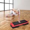 Fitness Aerobic Step 43'' Cardio Adjust 4'' - 6'' - 8'' Exercise Stepper w/Risers - Red - HDPE+EVA