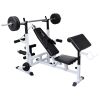 vidaXL Weight Bench with Weight Rack; Barbell and Dumbbell Set 198.4 lb - Black