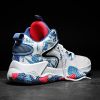 Basketball shoes men's sports shoes high-top basketball sneakers track and field men and women couple shoes 35-45 yards - white blue - 43