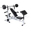 vidaXL Weight Bench with Weight Rack; Barbell and Dumbbell Set 264.6 lb - Black