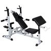 vidaXL Weight Bench with Weight Rack; Barbell and Dumbbell Set 198.4 lb - Black