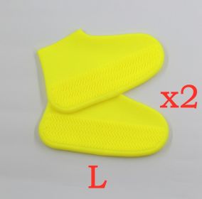 Men and women hiking slip wearable easy to carry silicone rain boots (Option: 2PC Yellow-L)