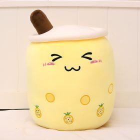 Cute Fruit Drink Plush Stuffed Soft Strawberry Milk Tea Plush Boba Tea Cup Toy Bubble Tea Pillow Cushion Kids Gift (Option: Yellow pineapple-50CM)