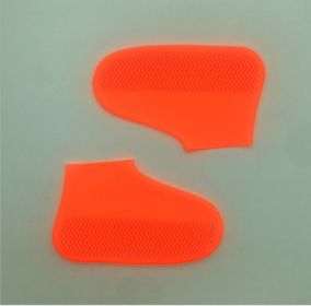 Men and women hiking slip wearable easy to carry silicone rain boots (Option: Orange-L)