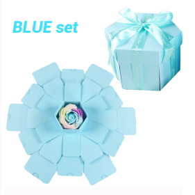 Surprise Explosion Box DIY Handmade Scrapbook Photo Album Gift Box for Valentine Gift (Option: Blue assemble27)