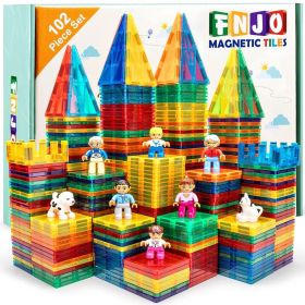 Magnetic Tiles, 102PCS Magnet Building Set, Magnetic Building Blocks,Construction STEM Toys For Kids, Gift For Boys Girls (Option: 102PCS)