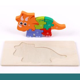 Children's Educational Toys Wooden Three-dimensional Montessori (Option: Triceratops)