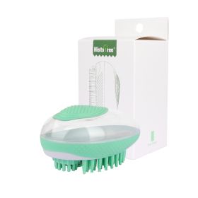 Dog Cat Bath Brush 2-in-1 Pet SPA Massage Comb Soft Silicone Pets Shower Hair Grooming Cmob Dog Cleaning Tool Pet Products (Color: Green)