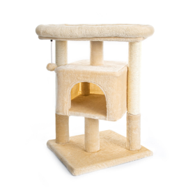 Pefilos 29inch Cat Tree Tower For Indoor Cats Cat Condo With Sisal Scratching Posts, Plush Perch, Cat Bed Furniture, Beige (Color: Beige)