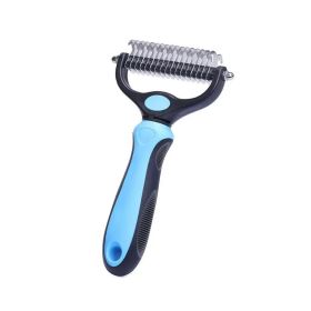 Pet Grooming Brush,Double Sided Hair Removal, Undercoat Removal Rake For Dogs, Cats,xtra Wide Dog Grooming Brush, Hair Removal Dog Brush, Cat Brush (Color: Blue)