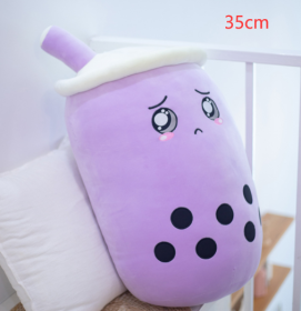 Cute Fruit Drink Plush Stuffed Soft Strawberry Milk Tea Plush Boba Tea Cup Toy Bubble Tea Pillow Cushion Kids Gift (Option: Purple-35CM)