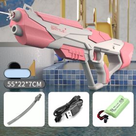 Space Water Gun Electric Automatic Water Absorption Water Fights Toy Outdoor Beach Swimming Pool Bath Toys For Children Kid Gift (Option: C Pink-USB)