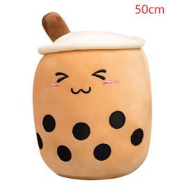 Cute Fruit Drink Plush Stuffed Soft Strawberry Milk Tea Plush Boba Tea Cup Toy Bubble Tea Pillow Cushion Kids Gift (Option: Triangle-50CM)