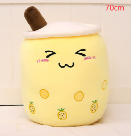 Cute Fruit Drink Plush Stuffed Soft Strawberry Milk Tea Plush Boba Tea Cup Toy Bubble Tea Pillow Cushion Kids Gift (Option: Yellow-70CM)