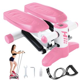 Hiii Brand, Stepper, 3 In 1, With Pull Rope, Carpet, Counter, Lever Hydraulic Structure, Wider And Thicker Models (Color: Pink)