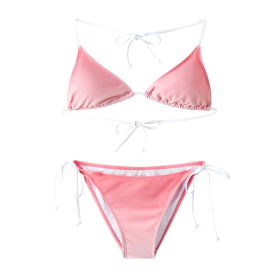 Two Pieces,Adult Women,Sexy Spaghetti String Bikini Top And Bottom,SummerVacation,Swimming,Spa,Surfing,Bathing,Swimming Pool (Option: Pink-S)